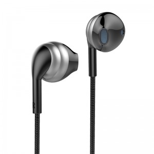 Comfortable wearing half in-ear design stereo sound metal wired earphone